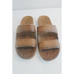 Pali Hawaii Brown Jesus Sandals Slides Size 9 Unisex Made in Taiwan Comfort